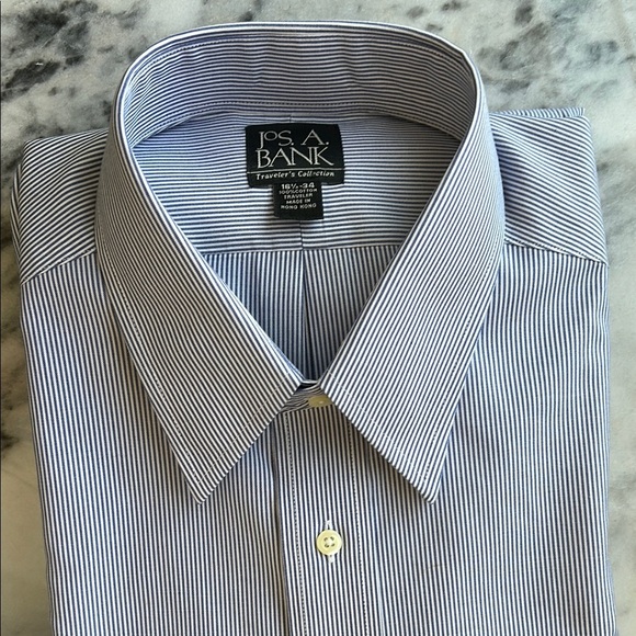 Jos. A. Bank Traveler’s Collection Men's Blue Striped Dress Shirt | 16.5 -34 - Picture 4 of 4